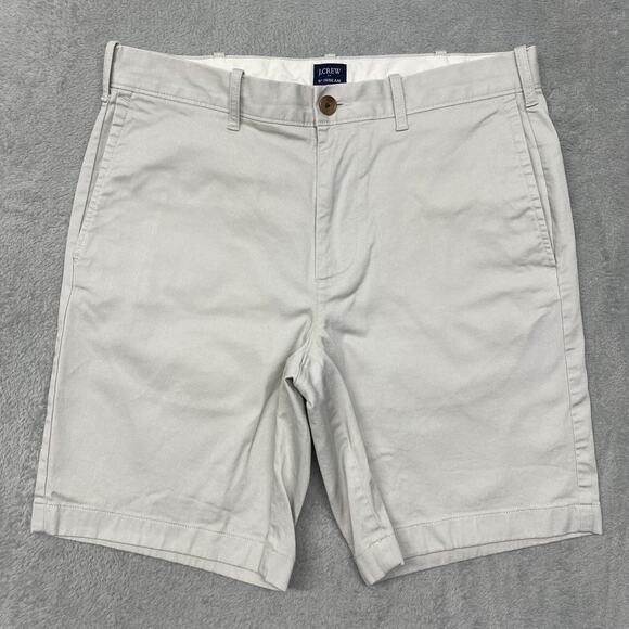 J Crew Shorts Mens 32 Gray Flex Chino 9 Inch Inseam Flat Front Preppy Beach - Picture 1 of 9